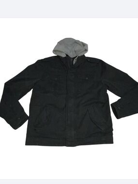 Levi's Men's Medium Sherpa Lined Hooded Plaid Black Gray Shirt Jacket Shacket